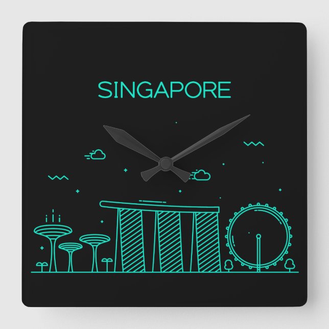 Horloge Carrée paysage urbain de Singapour (Recto)
