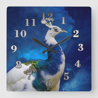Horloge Carrée Peacock et Blue Sky