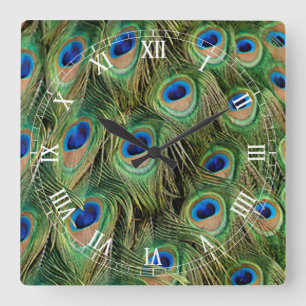 Horloge Carrée Peacock roman Numeral Clock