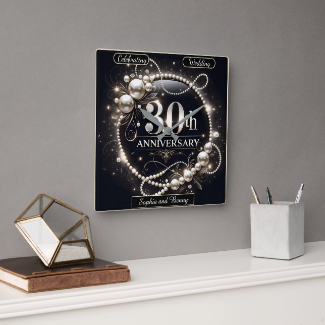 Horloge Carrée Pearl Bliss 30e anniversaire (Bureau)