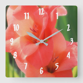 Horloge Carrée Pêcher les gladiolas