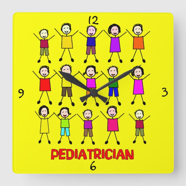 Horloge Carrée Pediatrician Stick Kids Clock (Recto)