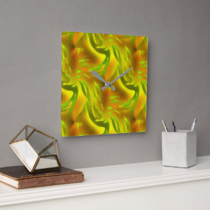 Horloge Carrée Peel vert orange numérique sur texture rugueuse ja