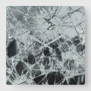 Horloge Carrée Peinture à l'huile de surface en verre brisé (styl