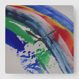 Horloge Carrée Peinture Abstraite