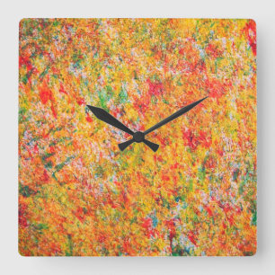 Horloge Carrée Peinture Abstraite