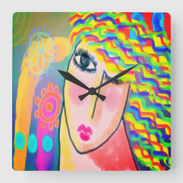 Horloge Carrée Peinture Abstraite originale (Recto)