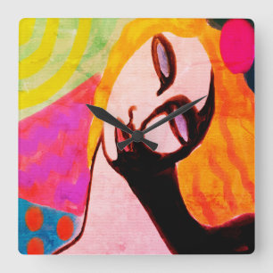 Horloge Carrée Peinture Abstraite originale