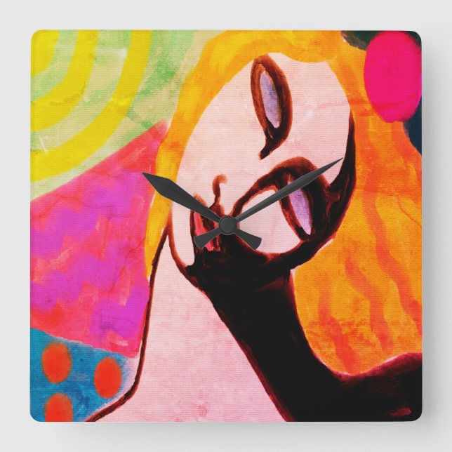 Horloge Carrée Peinture Abstraite originale (Recto)