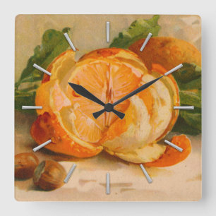 Horloge Carrée Peinture antique orange savoureuse