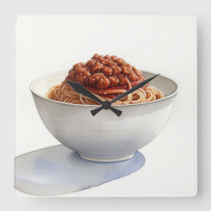 Horloge Carrée Peinture aquarelle de Spaghetti