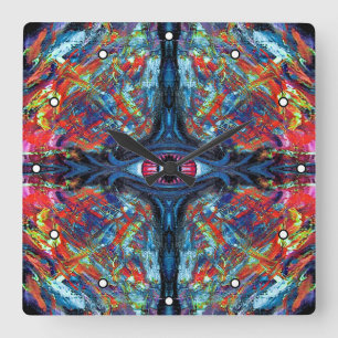 Horloge Carrée Peinture bleue aux points torsadée et trippée