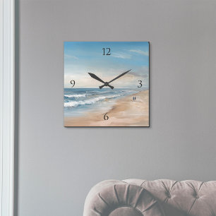 Horloge Carrée Peinture de la plage Ocean