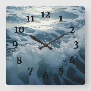 Horloge Carrée Peinture de Surf de vague d'écume