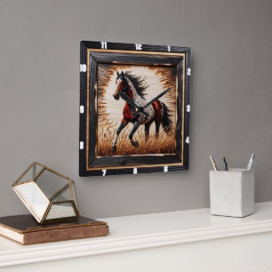 Horloge Carrée Peinture de terrain : Bois rustique Personnalisé