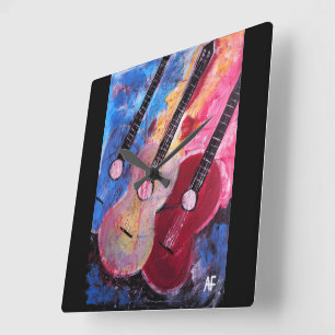 Horloge Carrée Peinture Jamming be Goode par Alfred Fox