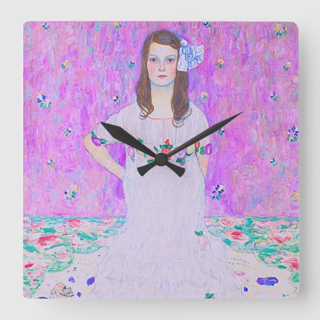 Horloge Carrée Peinture Mäda Primavesi de Gustav Klimt (Recto)