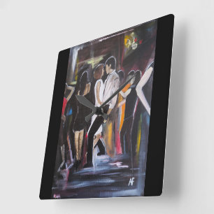 Horloge Carrée Peinture Mambo Night par Alfred Fox