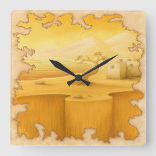 Horloge Carrée Peinture Motif Aventure "The Edge of the World"