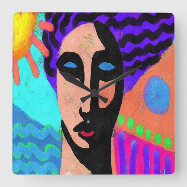 Horloge Carrée Peinture numérique Abstraite (Recto)