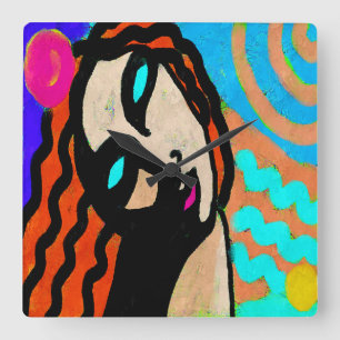 Horloge Carrée Peinture numérique Abstraite colorée