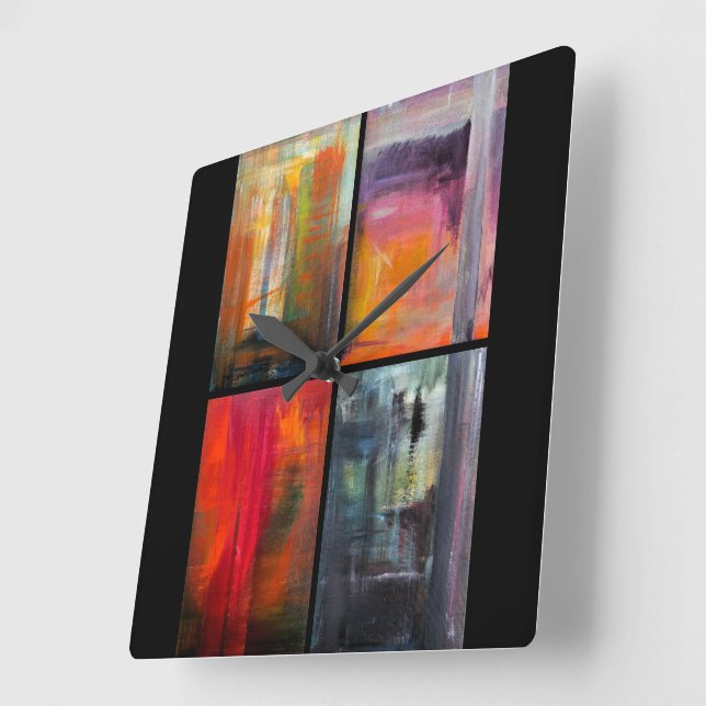 Horloge Carrée Peinture Saisons par Alfred Fox (Angle)