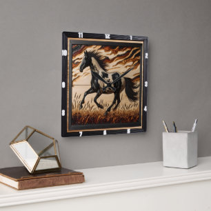 Horloge Carrée Peinture solaire : Trot personnalisé de grain de b