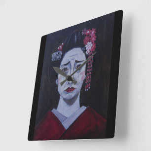 Horloge Carrée Peinture tristement belle d'Alfred Fox