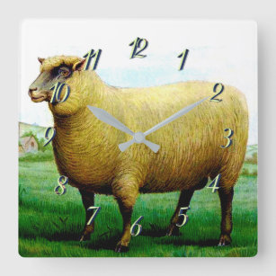 Horloge Carrée peinture vintage de mouton