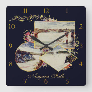 Horloge Carrée Peintures vintages de chutes du Niagara faites sur