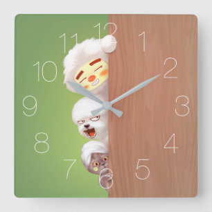 Horloge Carrée Pékin Animaux Trio