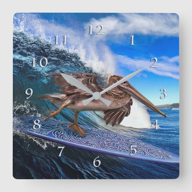 HORLOGE CARRÉE PELICAN BARREL RIDER SURFER (Recto)