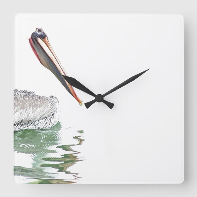 Horloge Carrée Pelican Bird Wall Clock (Recto)