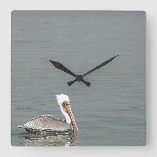 Horloge Carrée Pelican Birds Animaux sauvages Plage Océan