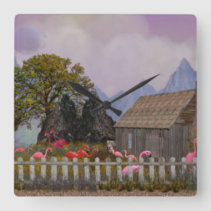 Horloge Carrée pénfield en plastique rose flamingo sanctuaire