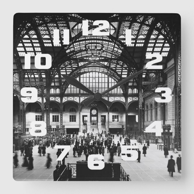 Horloge Carrée Penn Station New York City Vintage Railroad (Recto)