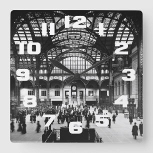 Horloge Carrée Penn Station New York City Vintage Railroad