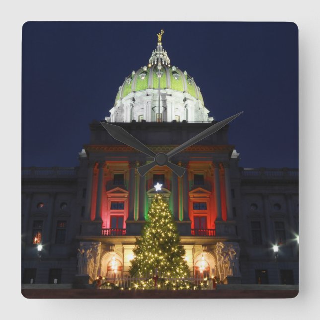 Horloge Carrée Pennsylvania State Capitol Christmas Tree Lights (Recto)