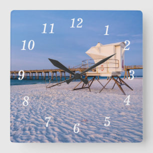Horloge Carrée Pensacola Matin Lifeguard Stand And Pier