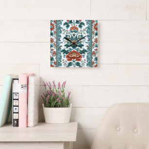 Horloge Carrée Peony Brocade
