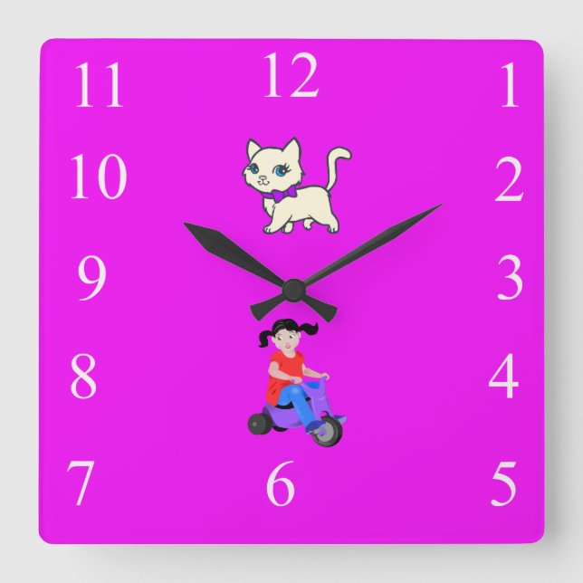Horloge Carrée Pépinière pour filles (Recto)