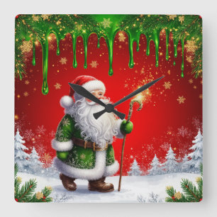 Horloge Carrée Père Noël à travers un pays des merveilles de Noël