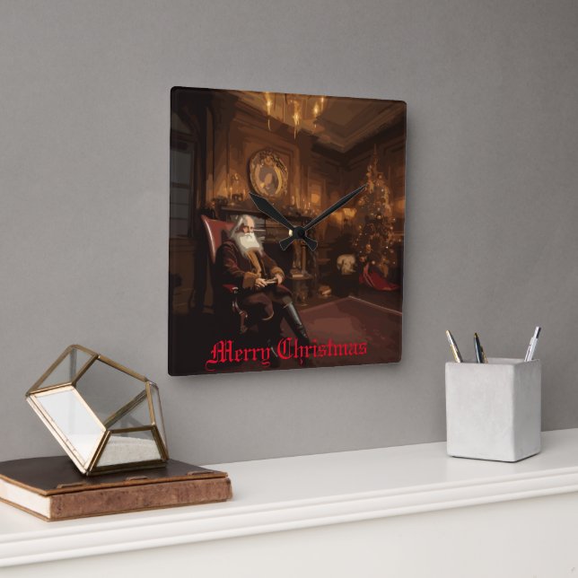 Horloge Carrée Père Noël Cosy Nook (Bureau)