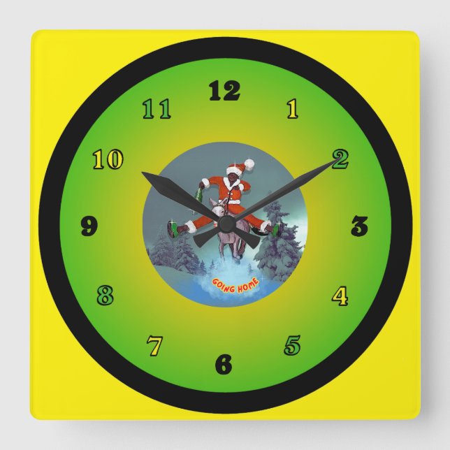 Horloge Carrée Père Noël de Yaawd (Recto)