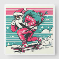 Père Noël en skateboard