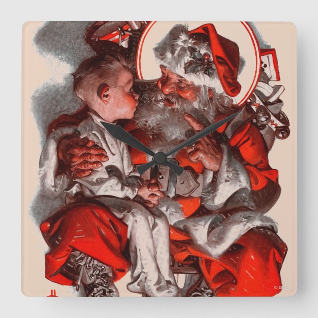 Horloge Carrée Père Noël Lap (Recto)