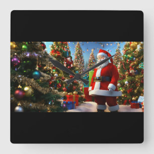 Horloge Carrée Père Noël Magical Timepiece - Festive Holiday Horl