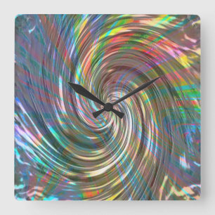 Horloge Carrée Perlé beige à bleu lilas ou tourbillon métallique