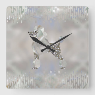 Horloge Carrée Perle de luxe et caniche d'Abalone