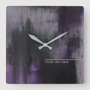Horloge Carrée Personalisé Purple Moderne Artiste Abstrait
